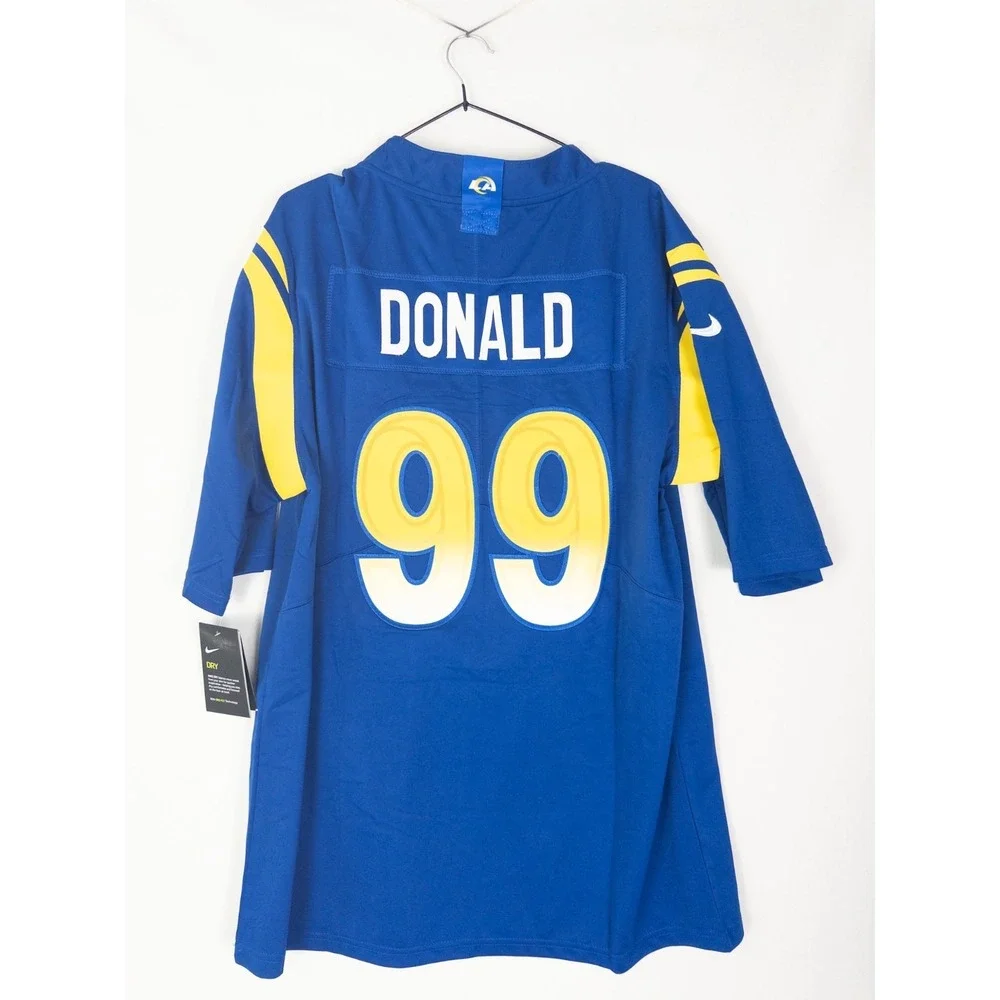 NWT Nike‎ x Rams NFL Jersey #99 Donald M Blue Yellow Short Sleeve On Field